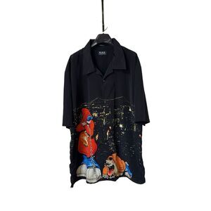 Vintage 90's K.A.D. Button Up Collared Hip Hop Bulldog Styled Men's XXL Shirt